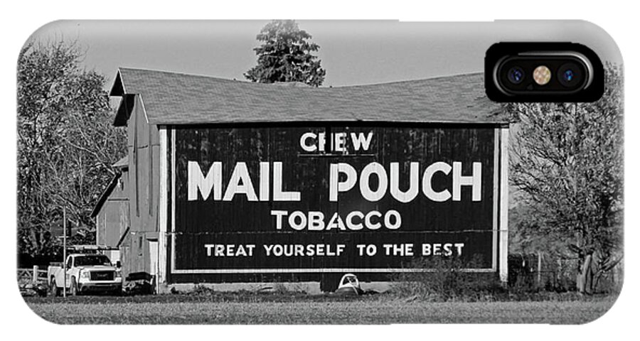 Landscape iPhone X Case featuring the photograph Mail Pouch Tobacco in black and white by Michiale Schneider
