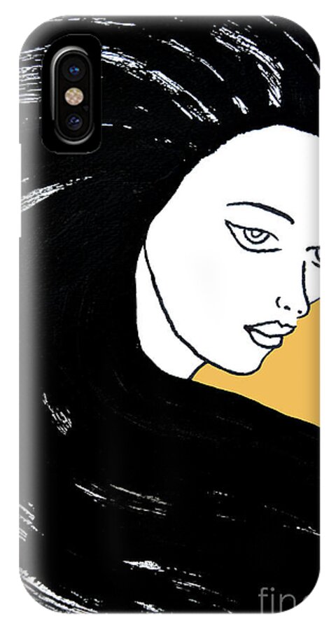 Abstract iPhone X Case featuring the painting Majestic Lady Mimosa Yellow Pastel Painting 14-0848 f0b59 by Mas Art Studio