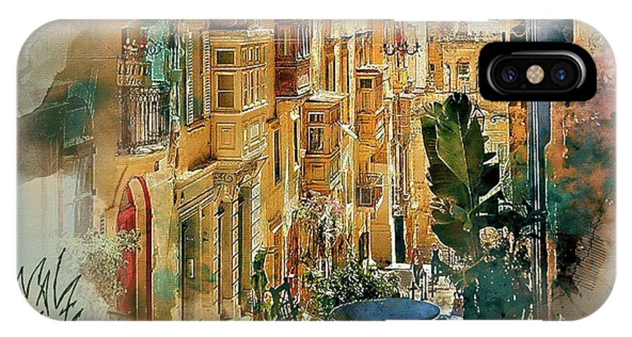 Malta iPhone X Case featuring the digital art Maltese Street by Mal-Z