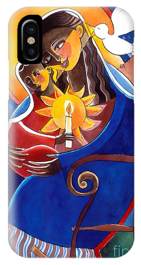 Mary iPhone X Case featuring the painting Mary, Seat of Wisdom - MMWIS by Br Mickey McGrath OSFS