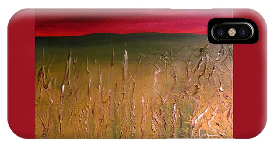 Meadow iPhone X Case featuring the painting Meadows Autumn Sunset by Emma Farrow
