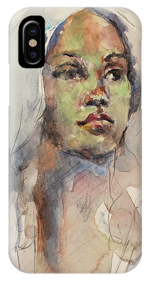 Watercolor iPhone X Case featuring the painting Medison by Becky Kim