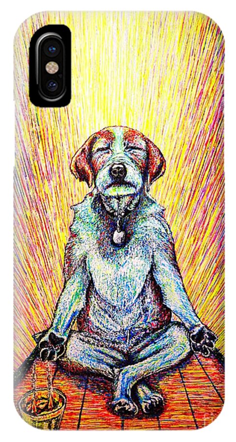 Dog iPhone X Case featuring the painting Meditation by Viktor Lazarev