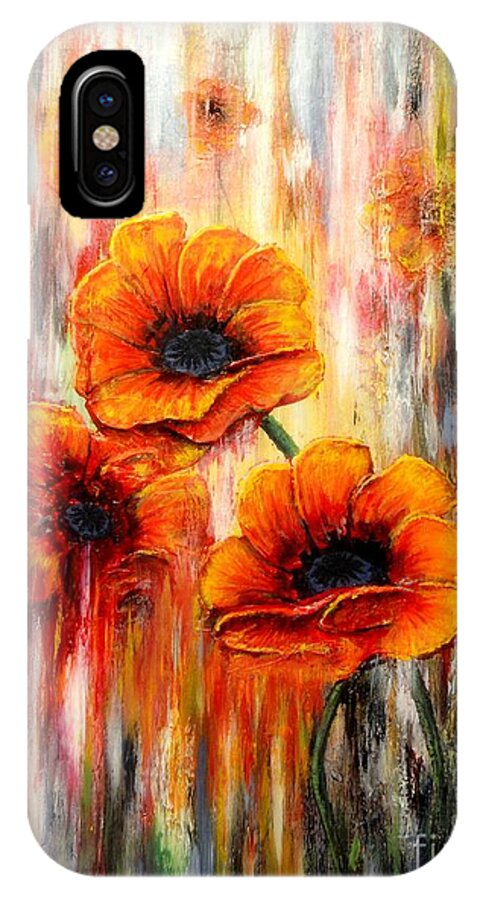 Abstract iPhone X Case featuring the painting Melting flowers by Greg Moores