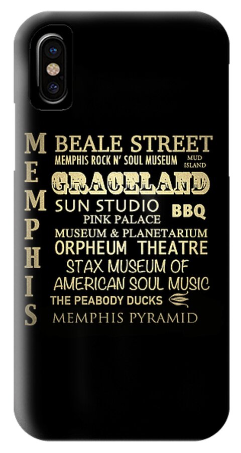 Memphis iPhone X Case featuring the digital art Memphis Tennessee Famous Landmarks by Patricia Lintner