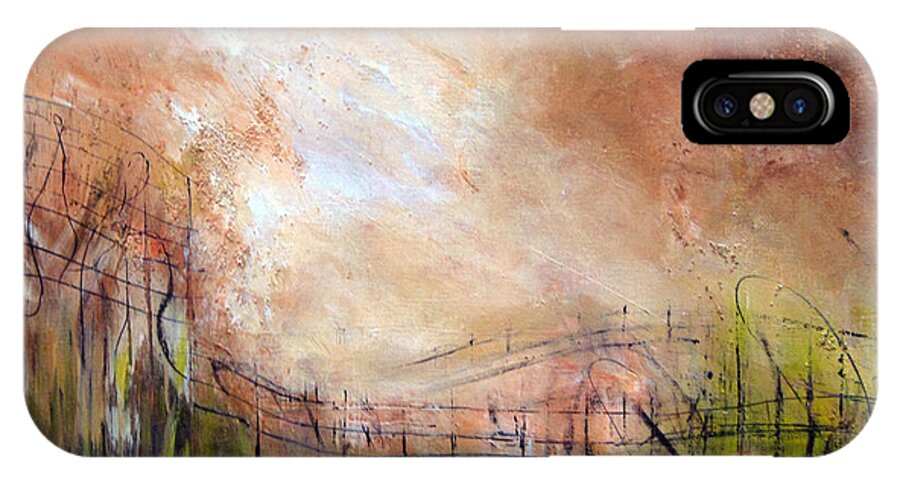 Expressionism iPhone X Case featuring the painting Mending Fences by Roberta Rotunda