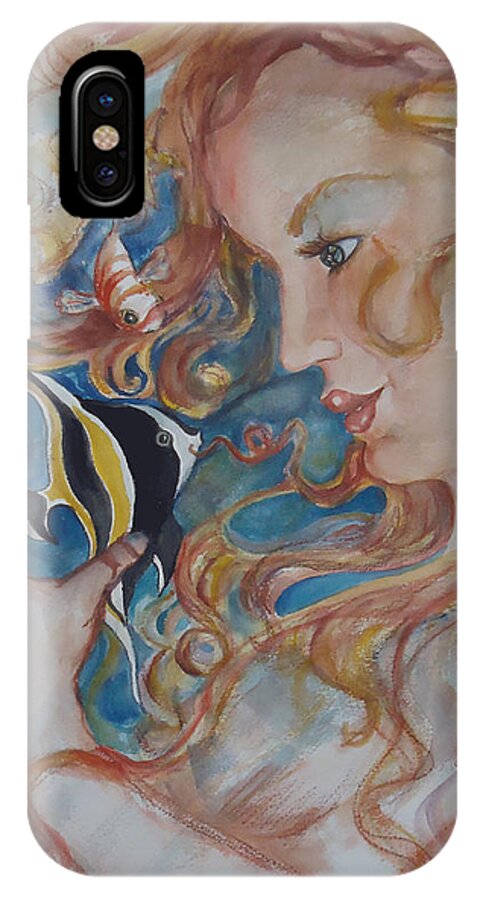 A Kiss From The Mermaid To A Morish Idol. Mermaid iPhone X Case featuring the painting Mermaids Kiss by Charme Curtin