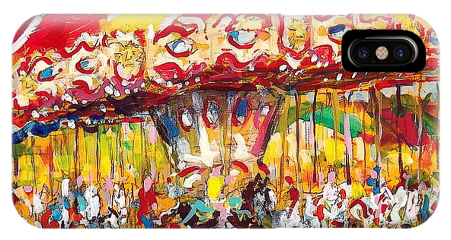 Paintings iPhone X Case featuring the painting Merry-Go-Round by Les Leffingwell
