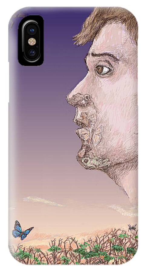  iPhone X Case featuring the drawing Metamorphosed by Steve Breslow