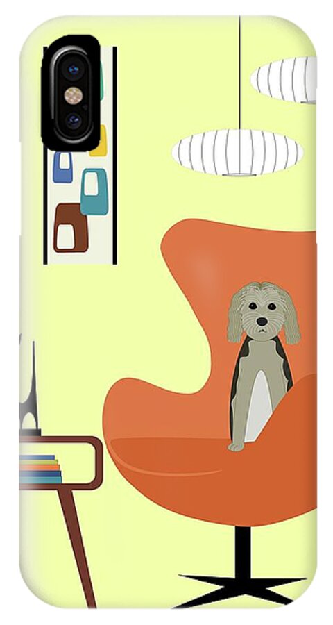 Mid Century Modern Dog iPhone X Case featuring the digital art Mid Century Modern Dogs 3 by Donna Mibus