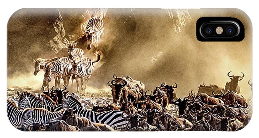 The Great Migration iPhone X Case featuring the photograph Migration Crossing Drama by Janis Knight