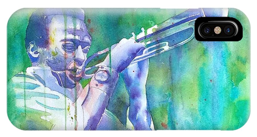 Watercolor iPhone X Case featuring the painting Miles is Cool by Debbie Lewis