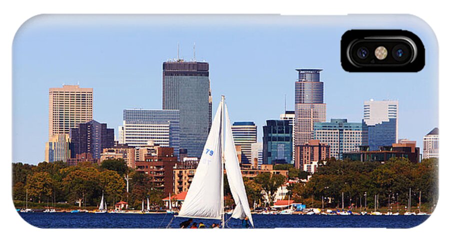 Minneapolis Skyline Painting iPhone X Case featuring the photograph Minneapolis Skyline Lake Calhoun Sailing by Wayne Moran