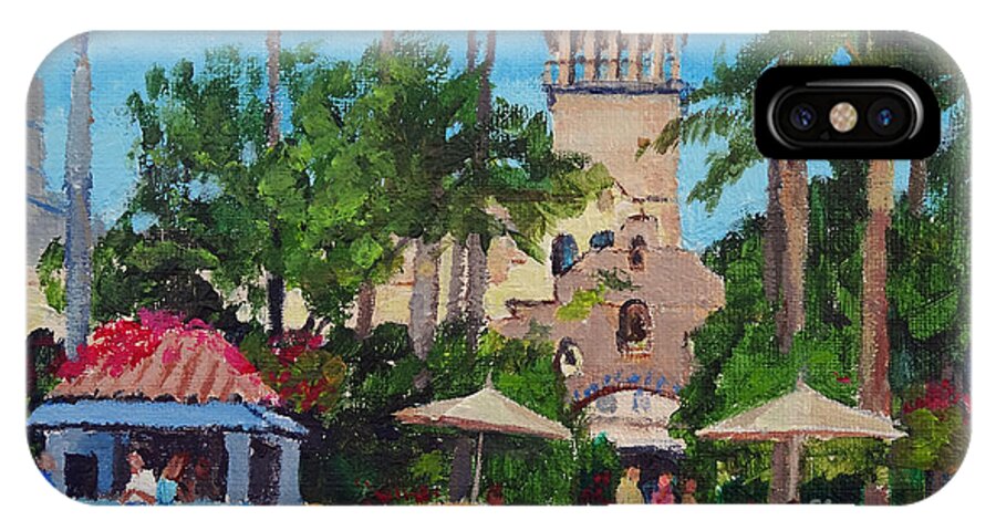 Mission Inn iPhone X Case featuring the painting Mission Inn On A Sunny Day by Joan Coffey