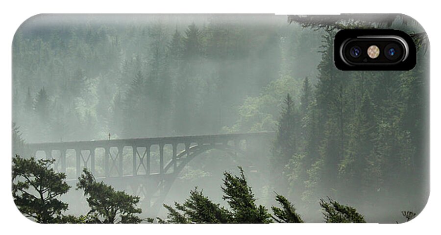 Misty iPhone X Case featuring the photograph Misty Bridge at Heceta Head by James Eddy