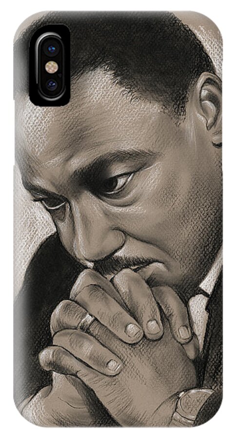 Mlk iPhone X Case featuring the drawing MLK by Greg Joens