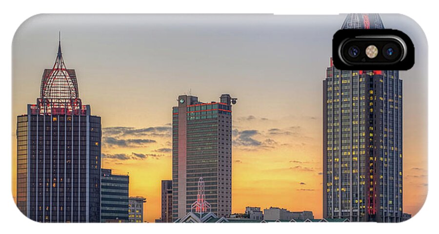 City iPhone X Case featuring the photograph Mobile Skyline at Sunset by Brad Boland