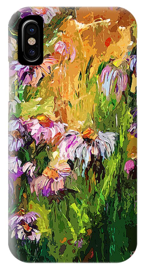Flowers iPhone X Case featuring the painting Modern Coneflower Art Mixed Media by Ginette Callaway