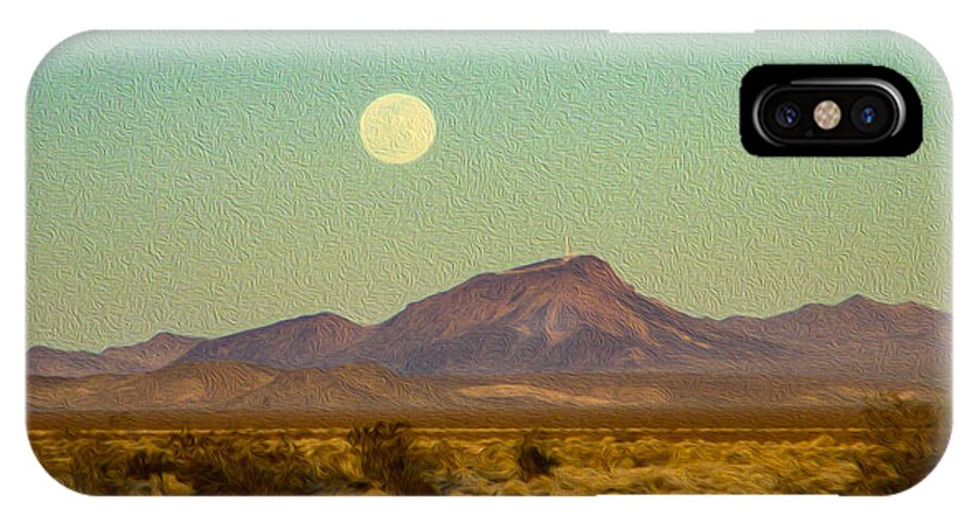Mohave Desert Moon iPhone X Case featuring the photograph Mohave Desert Moon by Bonnie Follett