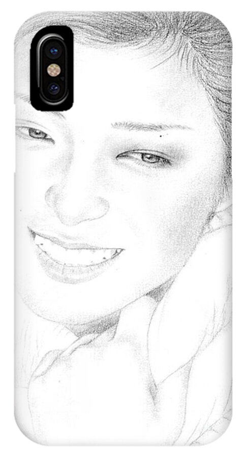 Greeting Cards iPhone X Case featuring the drawing Momoe Yamaguchi by Eliza Lo