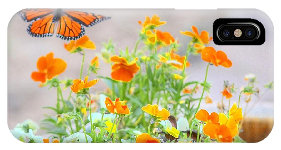 Butterfly iPhone X Case featuring the photograph Monarch Butterfly in the Flowers by Liz Vernand