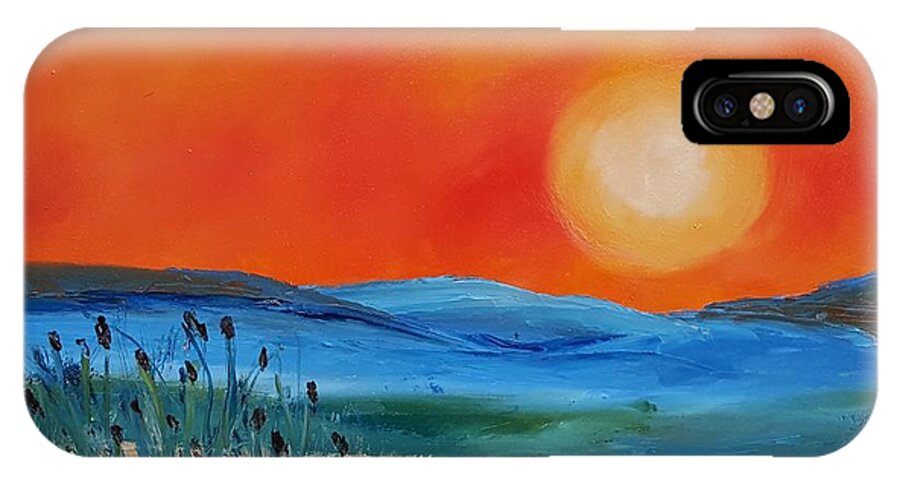 Montana Sunset iPhone X Case featuring the painting Montana Firery Sunset       49 by Cheryl Nancy Ann Gordon