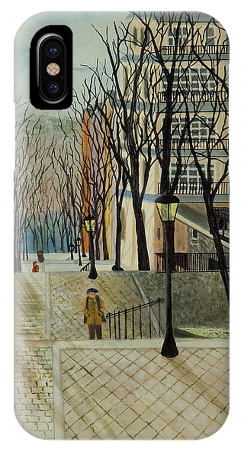 Paris iPhone X Case featuring the painting Montmartre Steps in Paris by Susan Kubes