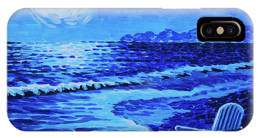 Moon iPhone X Case featuring the painting Moon Beach by Tommy Midyette
