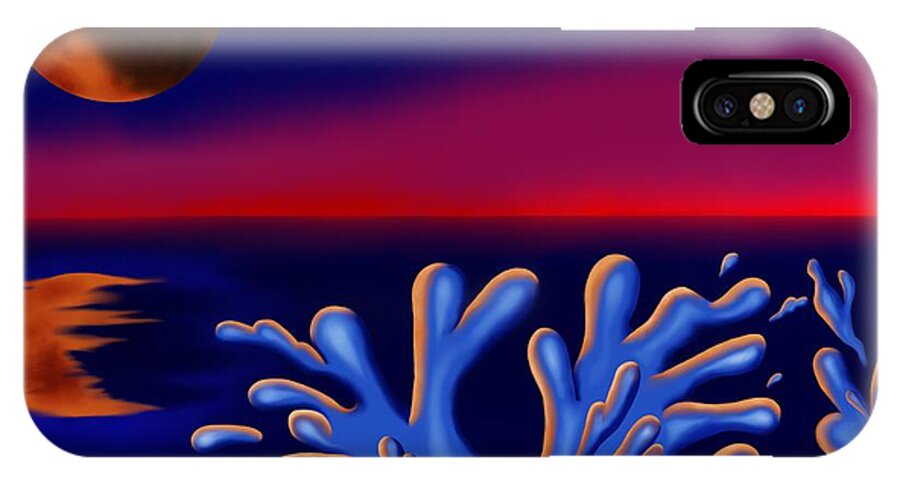Surrealism iPhone X Case featuring the digital art Moon-glow II by Robert Morin
