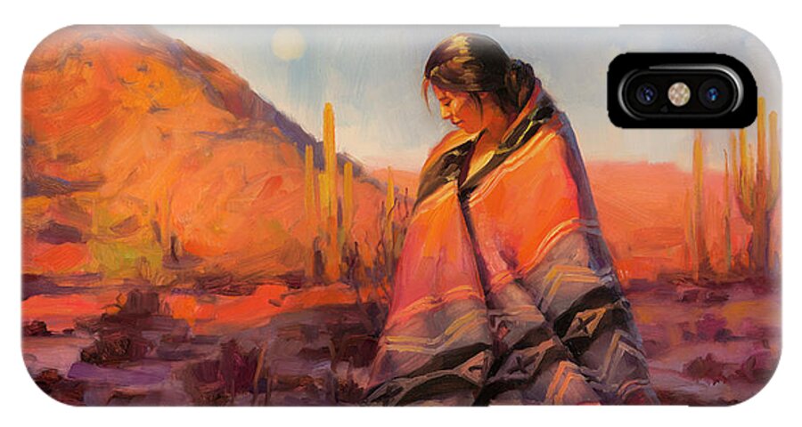 Southwest iPhone X Case featuring the painting Moon Rising by Steve Henderson