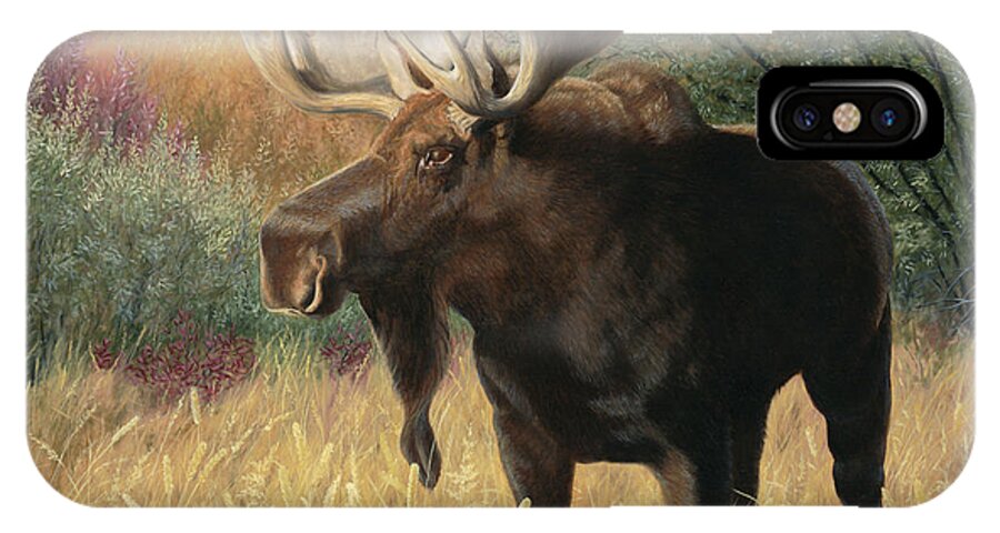 Moose iPhone X Case featuring the painting Morning Majesty by Tammy Taylor