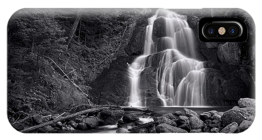 Vermont iPhone X Case featuring the photograph Moss Glen Falls - Monochrome by Stephen Stookey