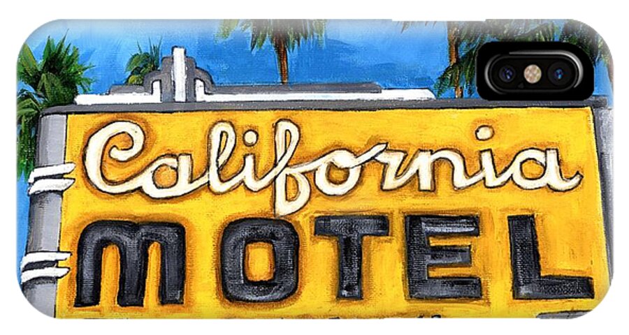 Sign iPhone X Case featuring the painting Motel California by Debbie Brown