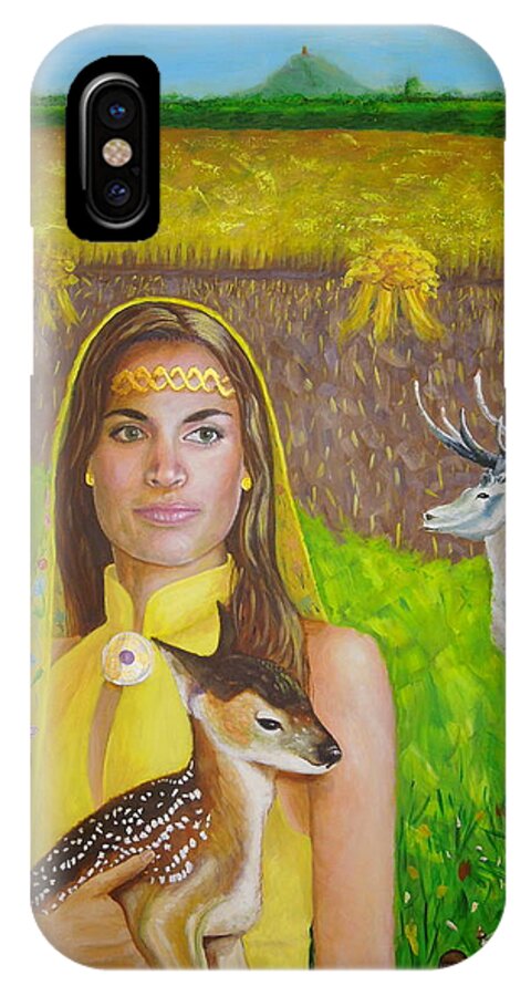 Fine Art iPhone X Case featuring the painting Mother Goddess Ker - Lammas by Shirley Wellstead