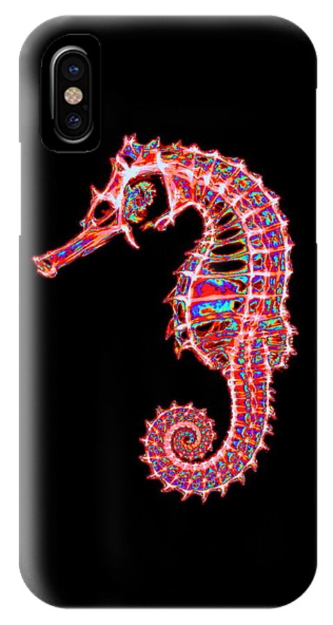 Sea Horse iPhone X Case featuring the digital art Motley Hippocampus by Larry Beat