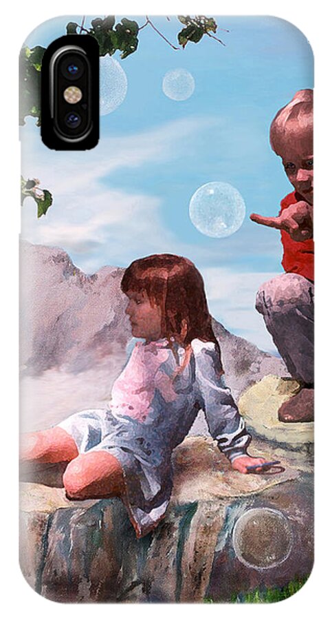 Landscape iPhone X Case featuring the painting Mount Innocence by Steve Karol