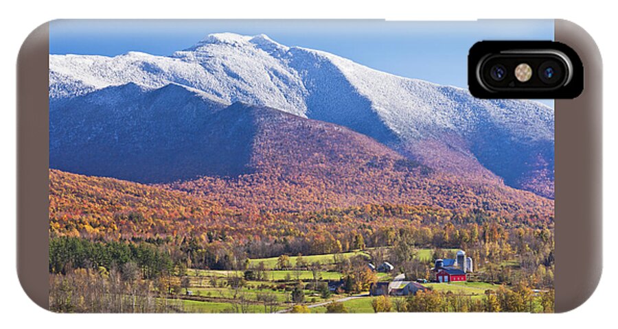 Fall iPhone X Case featuring the photograph Mount Mansfield Autumn Snowfall by Alan L Graham