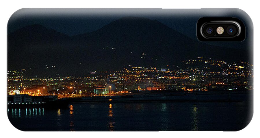 Night iPhone X Case featuring the photograph Menacing Mount Vesuvius Shadows Naples Evening Departure by Allan Levin