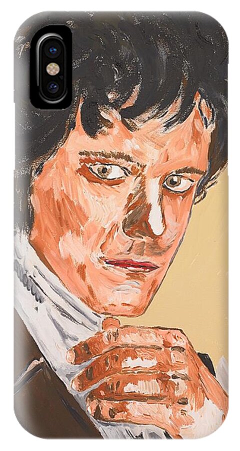 Darcy iPhone X Case featuring the painting Mr. Darcy by Valerie Ornstein