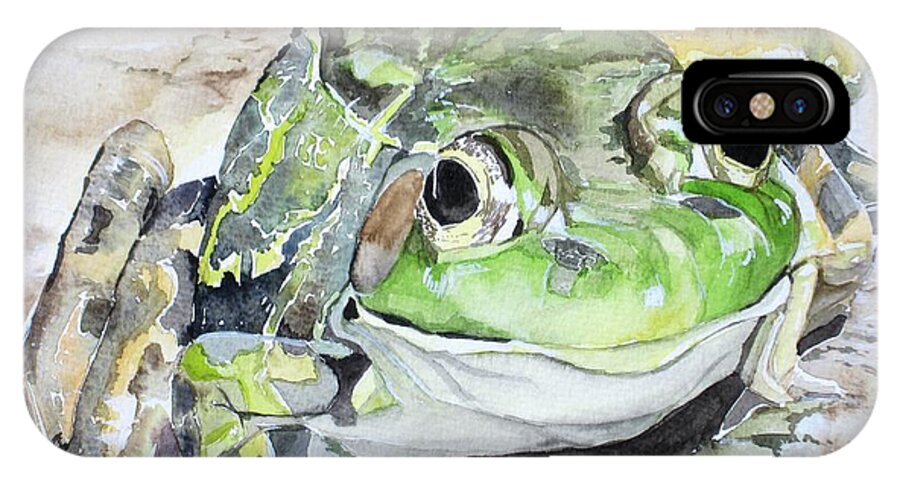 Frog iPhone X Case featuring the painting Mr Frog by Teresa Smith