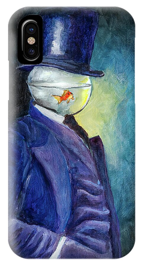 Painting iPhone X Case featuring the painting Mssr. Fishhead by Rick Mosher