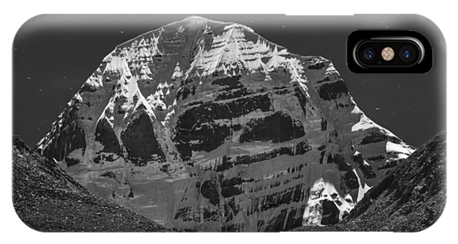 Mount iPhone X Case featuring the photograph Mt. Kailash in Moonlight, Dirapuk, 2011 by Hitendra SINKAR