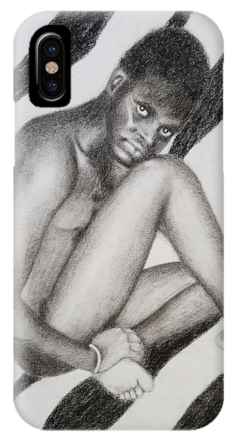 Male Body iPhone X Case featuring the drawing Mub by Cassy Allsworth