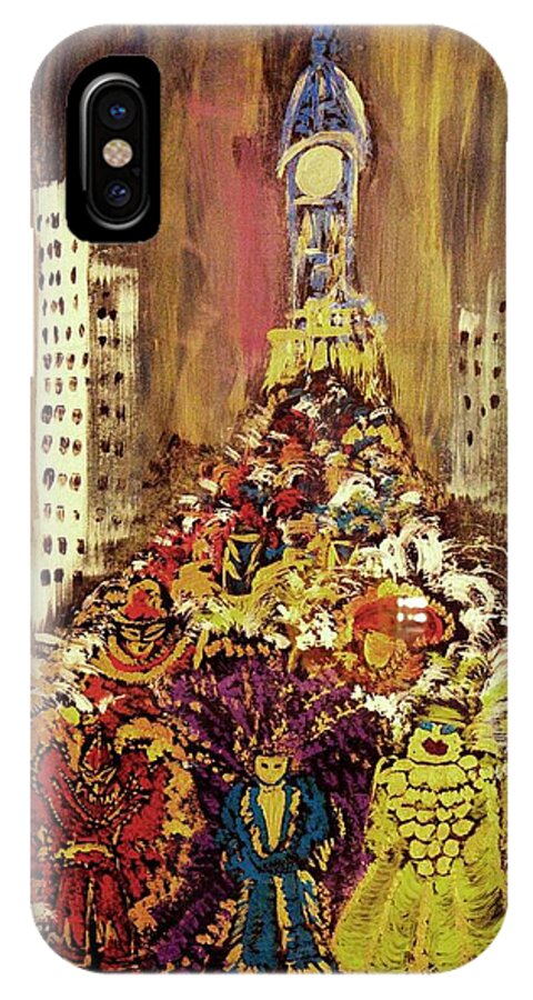 iPhone X Case featuring the painting Mummers by Lilliana Didovic