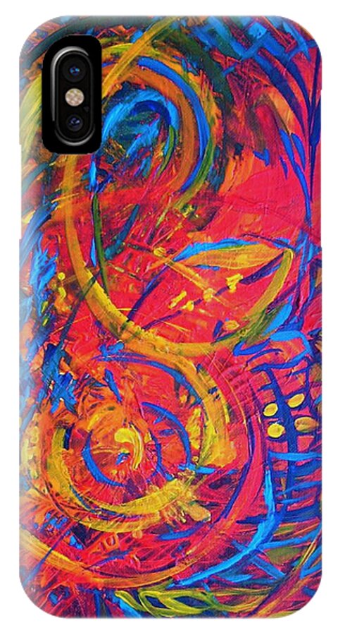 Abstract iPhone X Case featuring the painting Music by Jeanette Jarmon