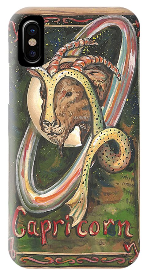 My Capricorn iPhone X Case featuring the painting My Capricorn by Sheri Jo Posselt