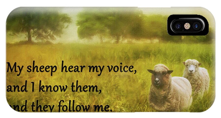 My Sheep Hear My Voice iPhone X Case featuring the photograph My Sheep Hear My Voice by Priscilla Burgers