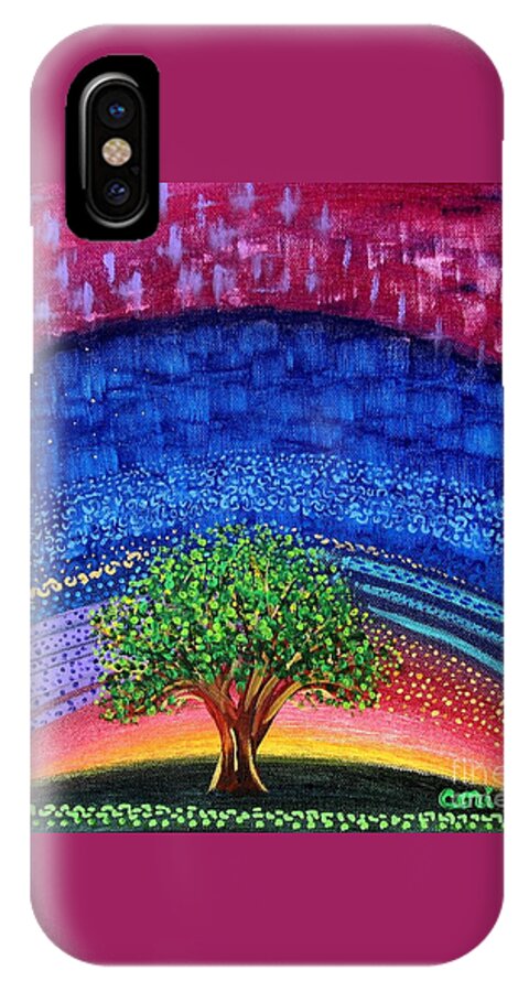 Tree iPhone X Case featuring the painting Tree at Nightfall by Corinne Carroll