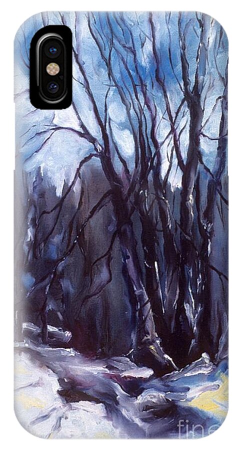 Landscape iPhone X Case featuring the painting My Uncle Jack's Old Oak Tree by Laara WilliamSen