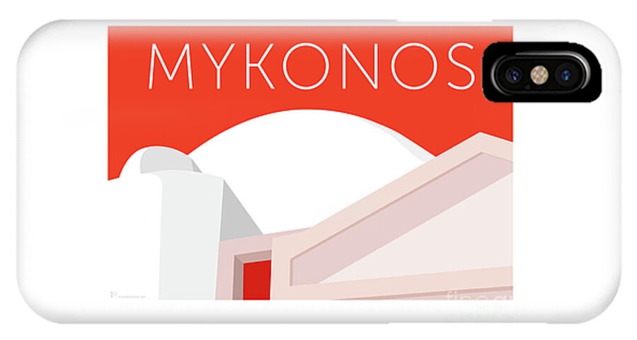 Mykonos iPhone X Case featuring the digital art MYKONOS Walls - Orange by Sam Brennan